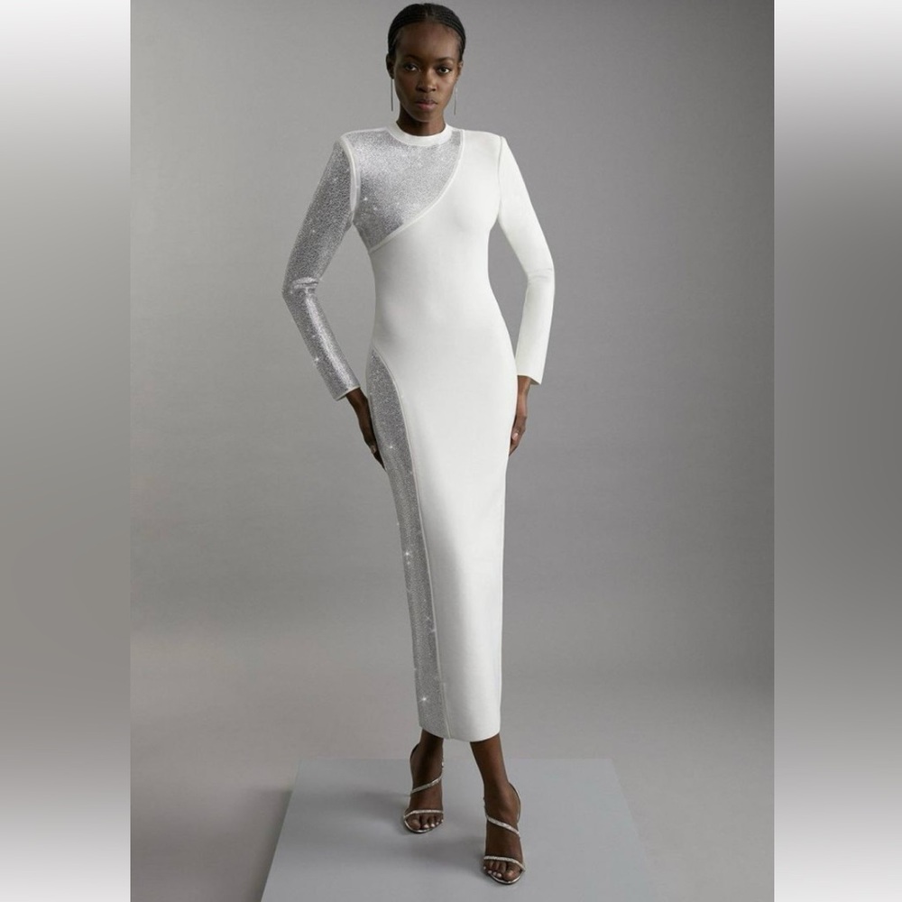 Elegant White and Silver Women's Dress
